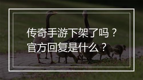 传奇手游下架了吗？官方回复是什么？