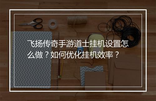 飞扬传奇手游道士挂机设置怎么做？如何优化挂机效率？
