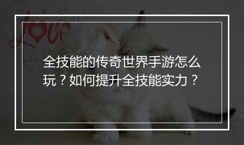 全技能的传奇世界手游怎么玩？如何提升全技能实力？