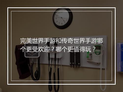 完美世界手游和传奇世界手游哪个更受欢迎？哪个更值得玩？