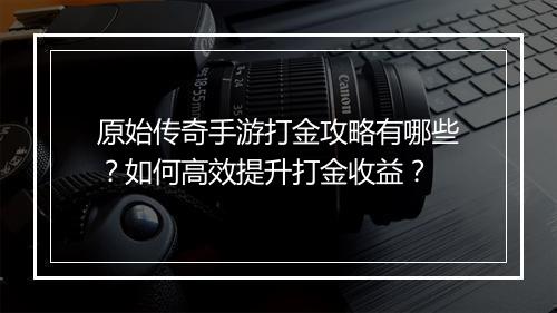 原始传奇手游打金攻略有哪些？如何高效提升打金收益？