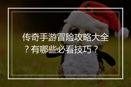 传奇手游冒险攻略大全？有哪些必看技巧？