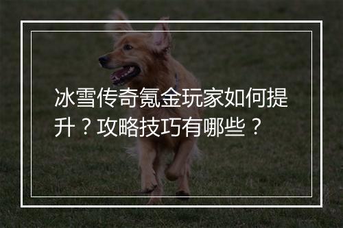 冰雪传奇氪金玩家如何提升？攻略技巧有哪些？