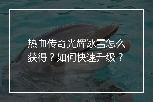 热血传奇光辉冰雪怎么获得？如何快速升级？