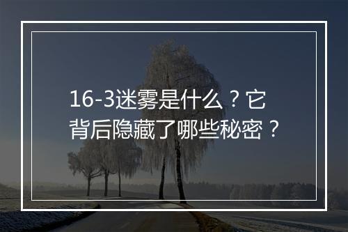 16-3迷雾是什么？它背后隐藏了哪些秘密？