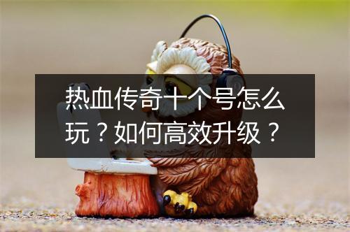 热血传奇十个号怎么玩？如何高效升级？