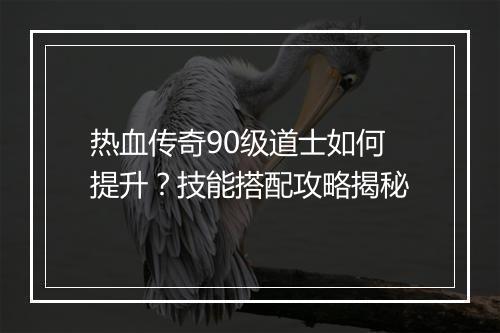 热血传奇90级道士如何提升？技能搭配攻略揭秘