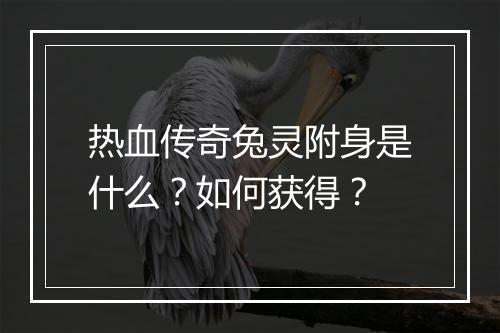 热血传奇兔灵附身是什么？如何获得？