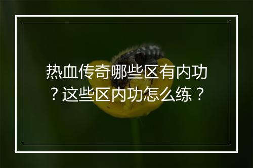热血传奇哪些区有内功？这些区内功怎么练？
