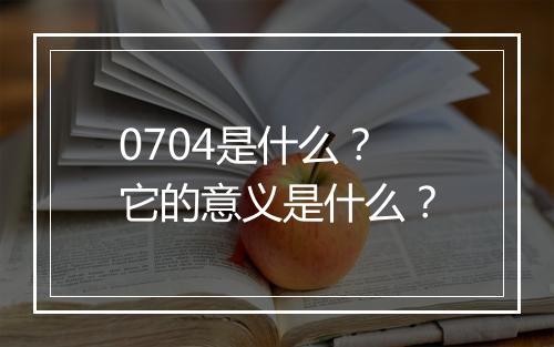 0704是什么？它的意义是什么？