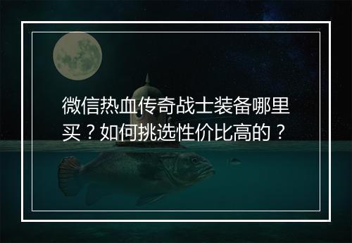 微信热血传奇战士装备哪里买？如何挑选性价比高的？