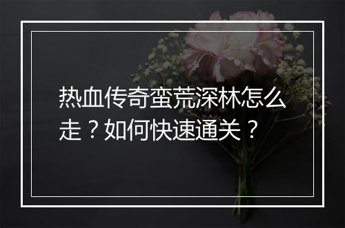 热血传奇蛮荒深林怎么走？如何快速通关？