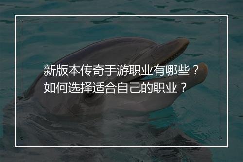 新版本传奇手游职业有哪些？如何选择适合自己的职业？