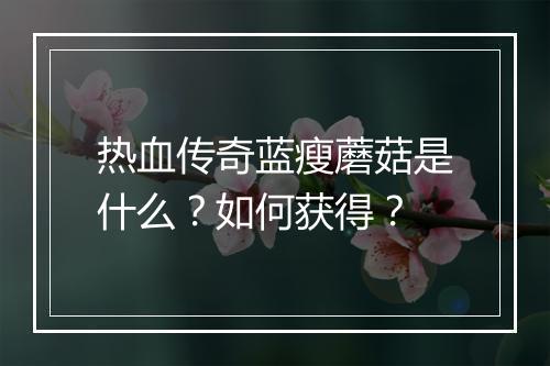 热血传奇蓝瘦蘑菇是什么？如何获得？