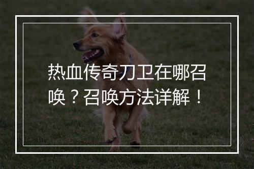 热血传奇刀卫在哪召唤？召唤方法详解！