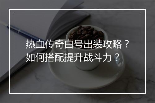 热血传奇白号出装攻略？如何搭配提升战斗力？