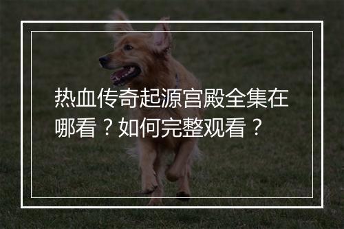 热血传奇起源宫殿全集在哪看？如何完整观看？