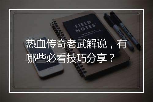 热血传奇老武解说，有哪些必看技巧分享？