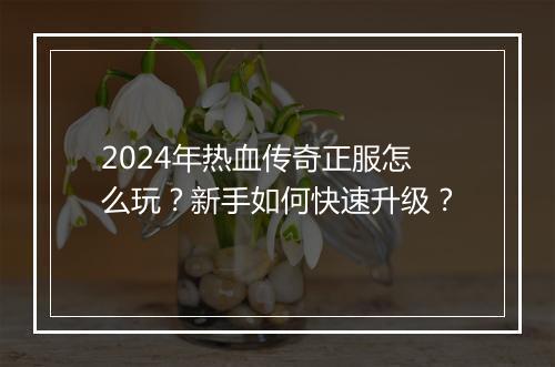 2024年热血传奇正服怎么玩？新手如何快速升级？