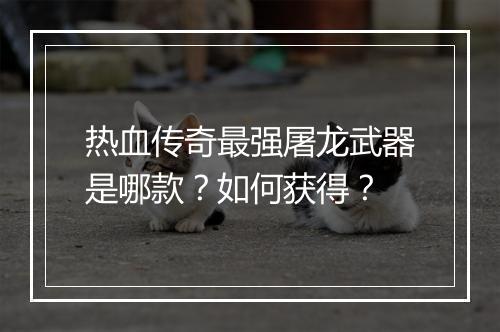 热血传奇最强屠龙武器是哪款？如何获得？