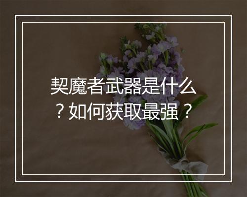 契魔者武器是什么？如何获取最强？