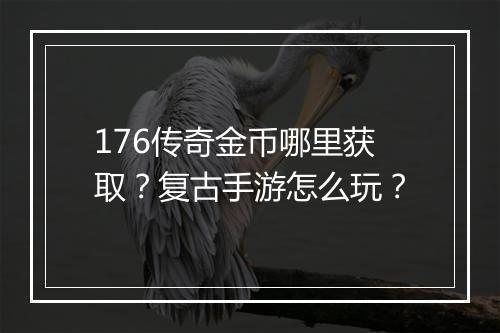 176传奇金币哪里获取？复古手游怎么玩？