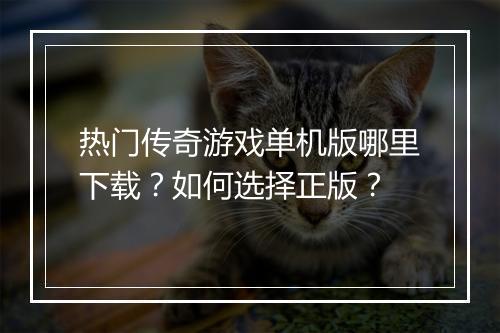 热门传奇游戏单机版哪里下载？如何选择正版？