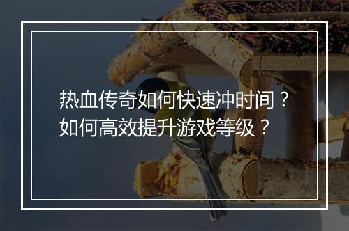 热血传奇如何快速冲时间？如何高效提升游戏等级？