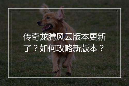 传奇龙腾风云版本更新了？如何攻略新版本？