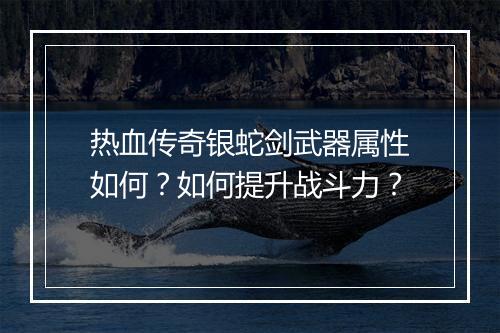 热血传奇银蛇剑武器属性如何？如何提升战斗力？