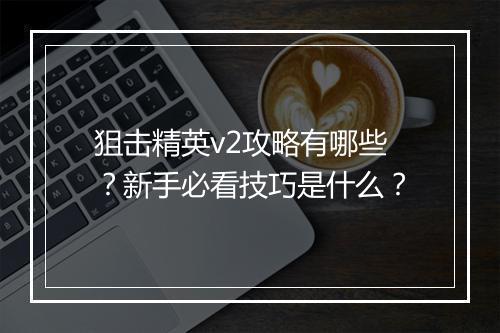 狙击精英v2攻略有哪些？新手必看技巧是什么？