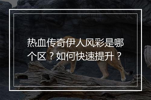 热血传奇伊人风彩是哪个区？如何快速提升？