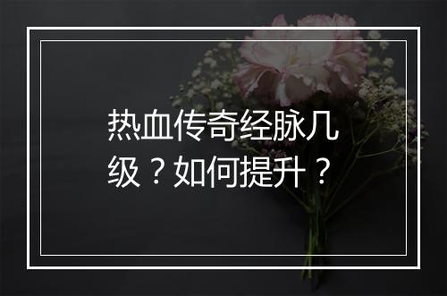 热血传奇经脉几级？如何提升？