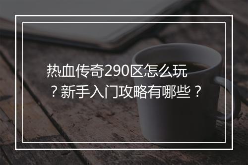 热血传奇290区怎么玩？新手入门攻略有哪些？