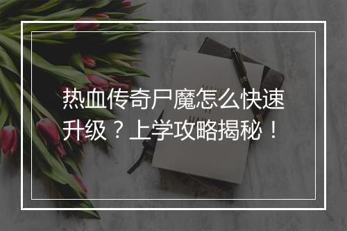热血传奇尸魔怎么快速升级？上学攻略揭秘！