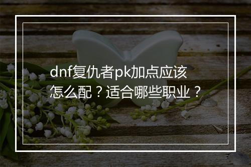 dnf复仇者pk加点应该怎么配？适合哪些职业？