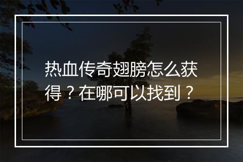 热血传奇翅膀怎么获得？在哪可以找到？