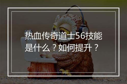 热血传奇道士56技能是什么？如何提升？