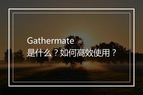 Gathermate 是什么？如何高效使用？