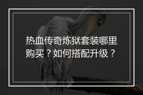 热血传奇炼狱套装哪里购买？如何搭配升级？