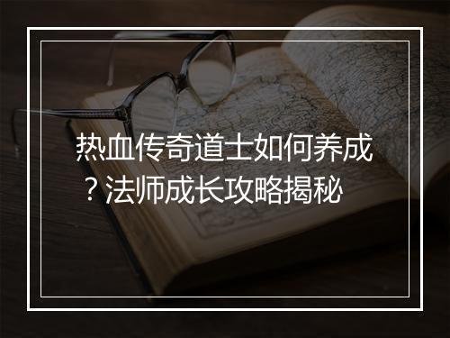 热血传奇道士如何养成？法师成长攻略揭秘