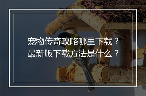 宠物传奇攻略哪里下载？最新版下载方法是什么？