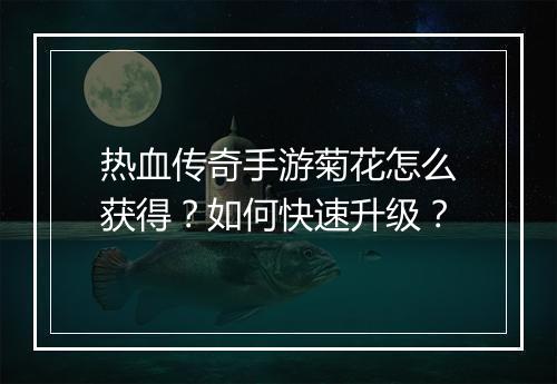 热血传奇手游菊花怎么获得？如何快速升级？
