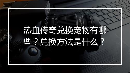 热血传奇兑换宠物有哪些？兑换方法是什么？