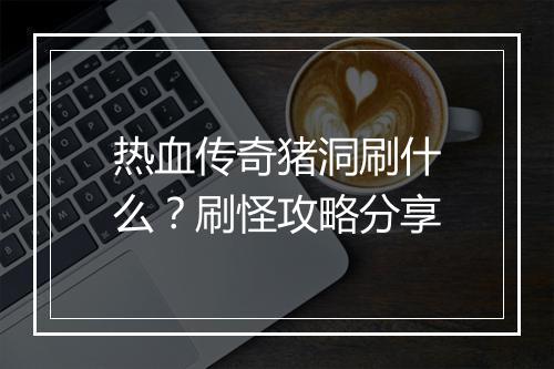 热血传奇猪洞刷什么？刷怪攻略分享