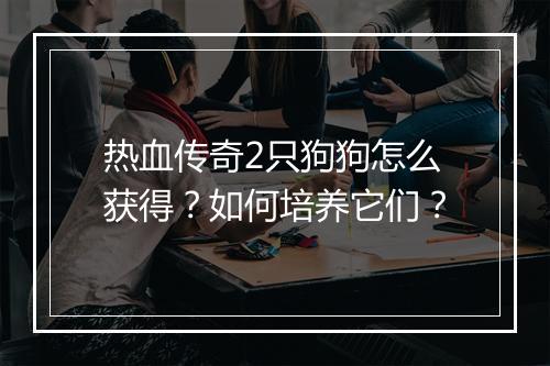 热血传奇2只狗狗怎么获得？如何培养它们？