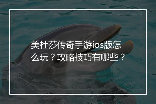 美杜莎传奇手游ios版怎么玩？攻略技巧有哪些？