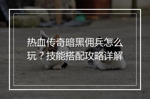 热血传奇暗黑佣兵怎么玩？技能搭配攻略详解
