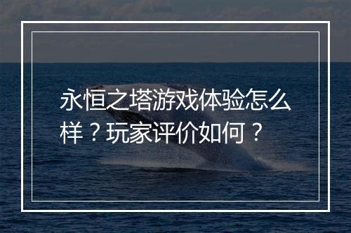 永恒之塔游戏体验怎么样？玩家评价如何？