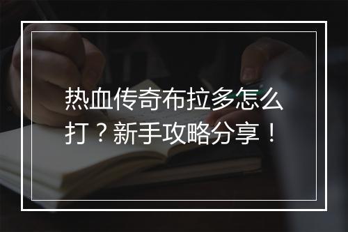 热血传奇布拉多怎么打？新手攻略分享！